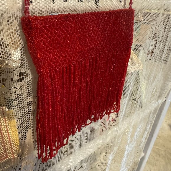 Retro Red Beaded Flapper Purse - Picture 2 of 6